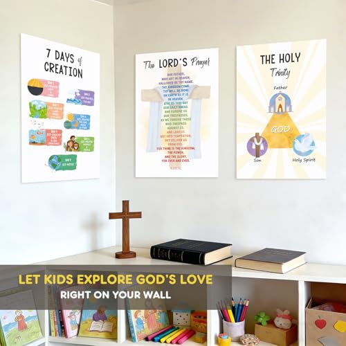 12 PCS Kids Bible Education Posters Set (11x17") - color: Bible Verse