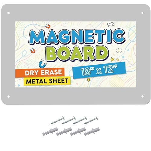 Magnetic Board, Magnet Board for Wall, Large Display Panel, Grey, 18 x 12” - color: Gray