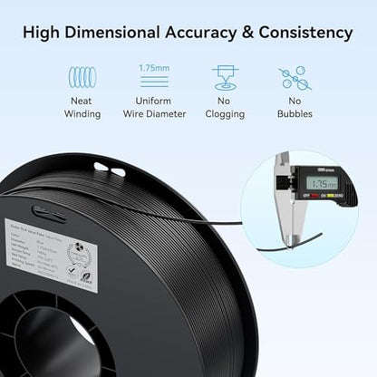 Creality 3D Printer Filament, PLA Filament 1.75mm Bundle for 3D Printing, Ender PLA Filament No-Tangling Strong Bonding, Accuracy +/- 0.02mm (Black & Grey) - color: Black & Grey