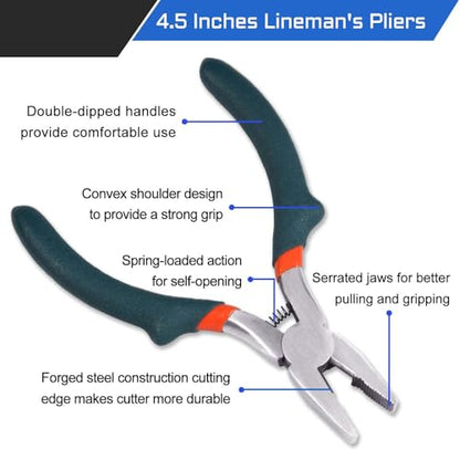 5 Inches Mini Lineman's Pliers Combination Pliers Screw Extractor Convex Shoulder Small Wire Cutting for Beading Jewelry Making Multi Use Handcraft DIY Tool - style: Mini Lineman's Pliers