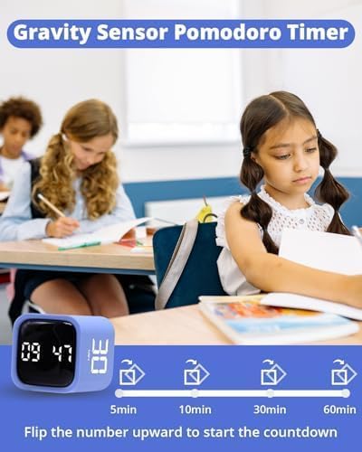 LUCKY TIME Rotating Productivity Timer 5/10/30/60min, Flip Timer, ADHD Tool - color: Blue