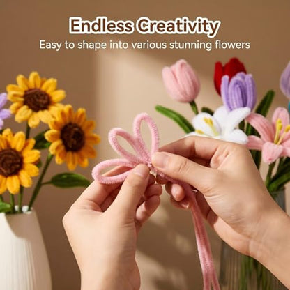 800Pcs Pipe Cleaner Flower Kit, 20 Colors Pipe Cleaners Craft Supplies