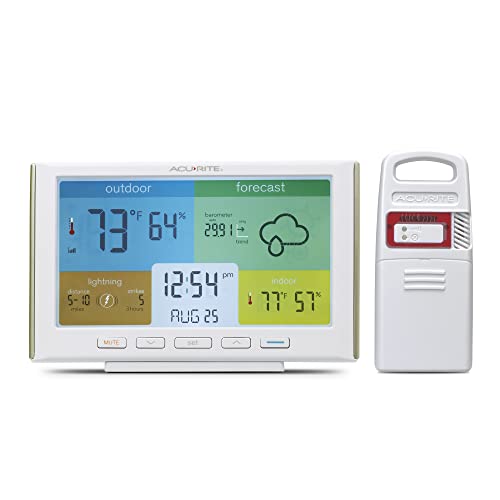 AcuRite Weather Station Forecaster for Indoor/Outdoor Temperature and Humidity and Lightning Detection with Built-in Barometer (01071), White - color: White, size: White - With Lightning Detection