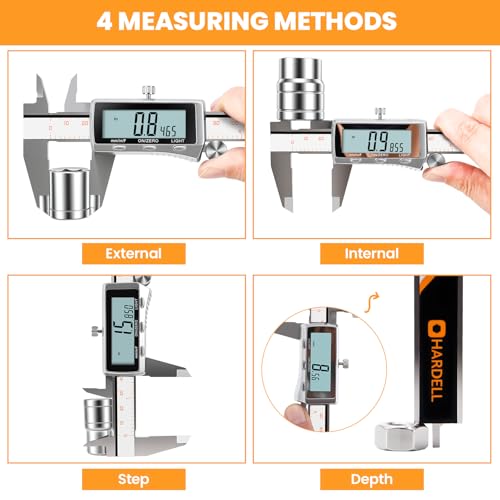 HARDELL Digital Caliper 12 Inch, Rechargeable All Metal W/Backlight Screen - size: 12 Inch