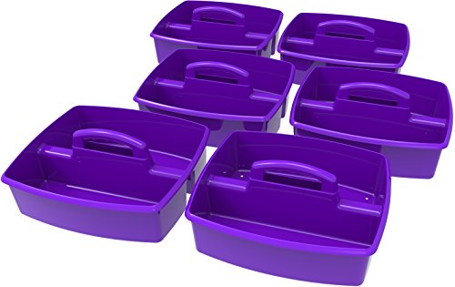 Storex 2-Compartment Large Caddy – Multipurpose Classroom Organizer with Handle, Purple, 6-Pack (00955U06C) - color: Purple, size: 6-Pack, style: Large