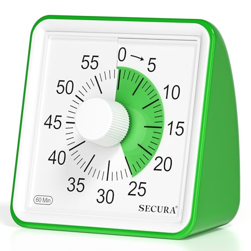 Secura Visual Timer for Kids, 60 Minute Classroom Countdown Timer for Study - color: Green & Green