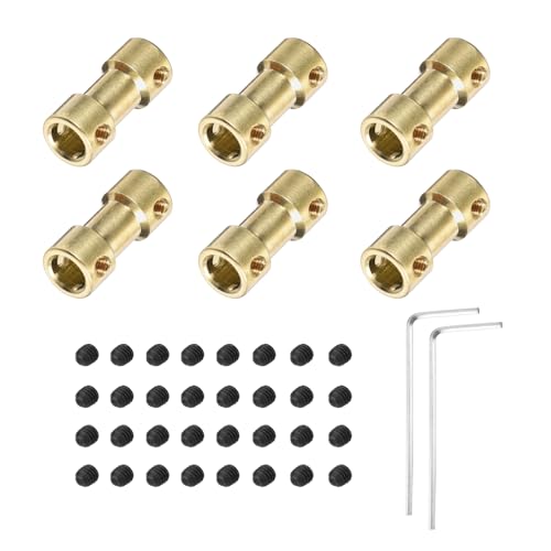 MECCANIXITY 6pcs 4mm to 6mm Brass Shaft Coupling Joint Connector with Screws and Hex Wrench Flexible Motor Shaft Coupler for Car Wheels Tires Shaft Motor - size: 4mm to 6mm