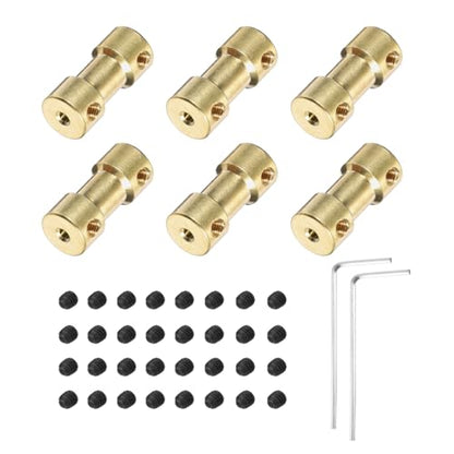 MECCANIXITY 6pcs 2mm to 4mm Brass Shaft Coupling Joint Connector with Screws and Hex Wrench Flexible Motor Shaft Coupler for Car Wheels Tires Shaft Motor - size: 2mm to 4mm