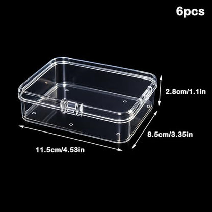 6Pcs Mini Plastic Beads Storage Box with Lids, 4.5 x 3.3 x 1.1 In