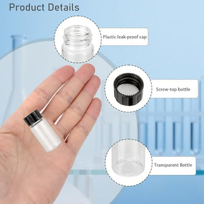 10Pcs 5ml (1/6oz) Clear Small Glass Bottles with Screw Caps - color: Clear, size: 5ml
