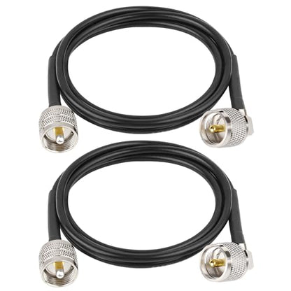 MOOKEERF CB Coax Cable - 2PCS 4FT RG58 UHF PL-259 Male to Male Right Angle Coaxial Cable Low Loss Cb Antenna Cable Jumper Cable for CB Radio, HAM Radio, Antenna Analyzer, SWR Meter - size: 4FT