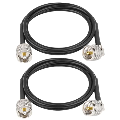 MOOKEERF CB Coax Cable - 2PCS 4FT RG58 UHF PL-259 Male to Male Right Angle Coaxial Cable Low Loss Cb Antenna Cable Jumper Cable for CB Radio, HAM Radio, Antenna Analyzer, SWR Meter - size: 4FT