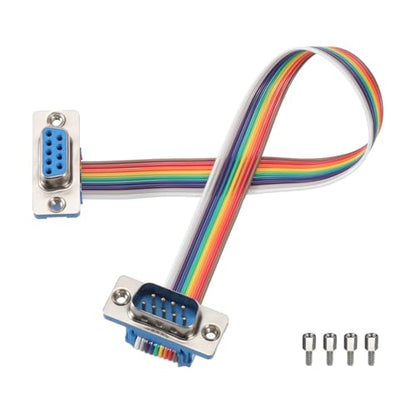 MECCANIXITY IDC Rainbow Wire Flat Ribbon Cable DB9 Male to DB9 Female 8 Inch Length 2.54mm Pitch Breadboard Jumper Wires for Electronic Projects - size: 8 Inch, style: DB9 Male to DB9 Female