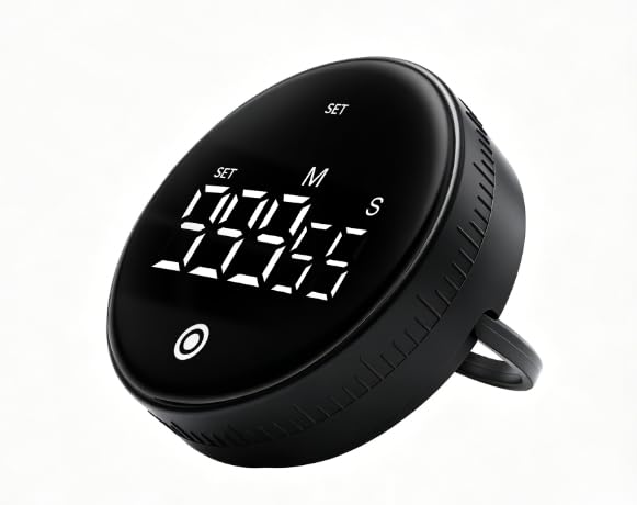Digital Kitchen Timer, Magnetic Visual Countdown Countup Timer with Large LED Display, Adjustable Volume, Easy for Seniors and Kids, for Cooking, Classroom, Fitness, Study (Black) - color: Black