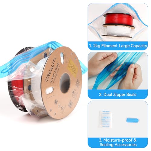 Creality 3D Printer Filament Bags, 8 Reusable 40x40 cm Vacuum Storage Bags with Electric Pump, Dustproof & Moisture-Proof for 3D Filament ABS PETG PLA - size: Vacuum Pump + 8 Bags(2kg Each)