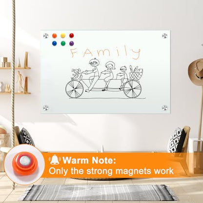H-Qprobd Dry Erase White Board 48"x36" Glass Magnetic Whiteboard for Wall, Includes 12 Magnets, 8 Markers and 2 Erasers - size: Glass 48"x36"