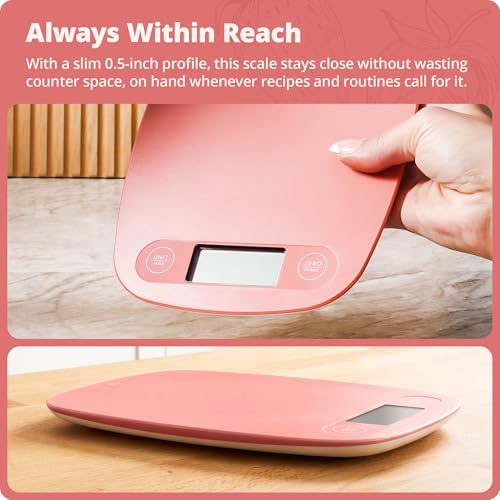 Greater Goods Food Scale, Slim & Compact Build, 1g Precision (Coral Pink) - color: Coral Pink
