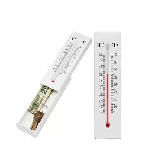 Hidden Key Hider Outdoor thermometerhide Diversion Safe Spare House Storage Box Decorative Thermometer Secret Compartment Geocaching stash Money Coin wall Mount Digital Temperature Gauge
