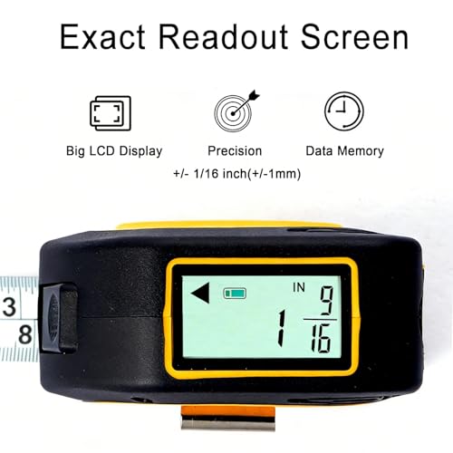 TLW Digital Tape Measure 16ft/5m, 25mm Wide Blade, Easy Read LCD Screen