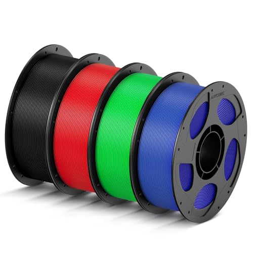 ANYCUBIC High Speed 3D Printer Filament 1.75mm Bundle, Rapid PLA Filament with High Prints Quality, Dimensional Accuracy +/- 0.02mm, 1KG Reusable Spool, 4KG Black + Red + Green + Blue - color: 4*1kg (Black + Red + Green + Blue)