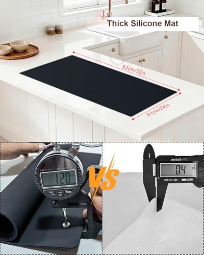 Silicone Crafting Mat for Artists, 32"x24"x1.2mm Large Nonstick Art Sheet for Resin Craft, Jewelry Casting, Acrylic Painting, Clay Work, Heat Resistant Desk Protector and Placemat | Black - color: Black, size: 32" x 24"