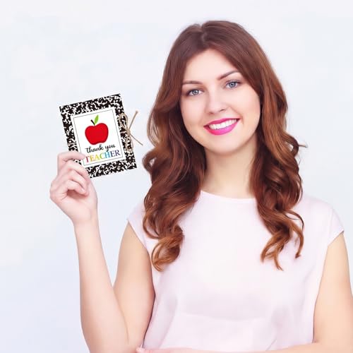 ReliThick Teacher Appreciation Gift Card Holder 5 Slots, 4.3 x 3.5 Inch Thank You Teacher Gift Card Booklet Sleeves Postcard Money Booklet Holder for Appreciation(Composition Notebook Style) - style: Composition Notebook Style