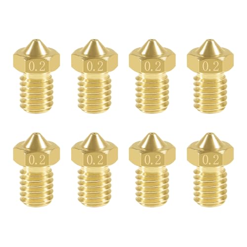 Aokin 8 Pcs 0.2mm Extruder Nozzles 3D Printer Brass Nozzles for E3D V5 V6 1.75mm Filament 3D Printer - color: 0.2mm