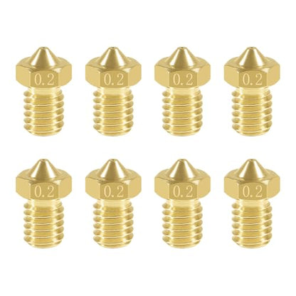 Aokin 8 Pcs 0.2mm Extruder Nozzles 3D Printer Brass Nozzles for E3D V5 V6 1.75mm Filament 3D Printer - color: 0.2mm