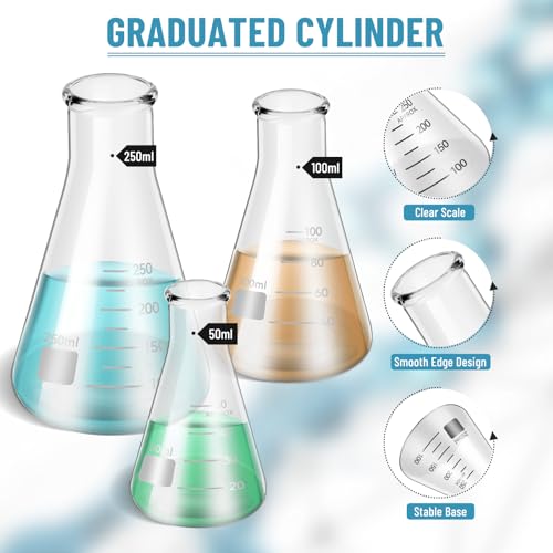 Erlenmeyer Flask Cylinder Set 50-250mL with Dropper