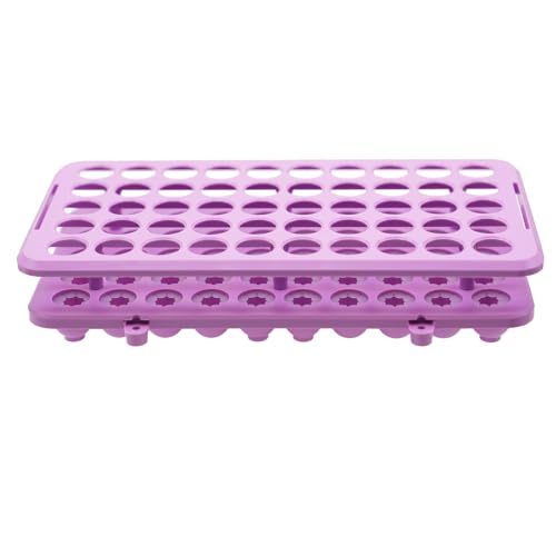 1 Pcs Plastic Test Tube Rack, 50 Holes for 5/10/15mL Tubes, 18mm Diameter - color: Purple