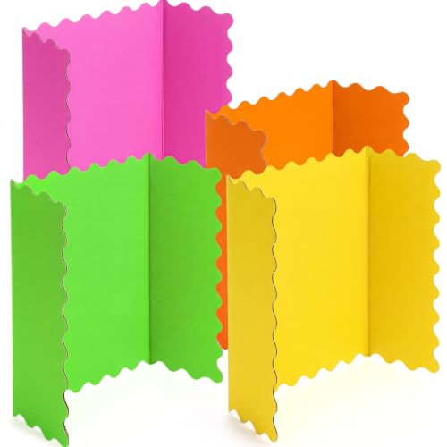 Mooliwe 4 Pack 21" x 14" Trifold Poster Board Scalloped, Neon Color - color: Neon Color, size: 21" X 14"