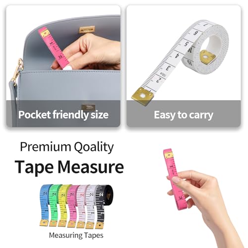 BoAn Tape Measure,8 PCS Measuring Tape for Body Fabric Sewing Tailor Cloth,Retractable Soft Sewing Tape Measures,Double Scales Rulers,60-Inch