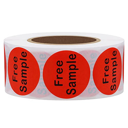Hybsk Free Sample Stickers 1 Inch Round Retail Store Sale Displays Adhesive Labels for Inventory Control Total 500 Per Roll (Red) - color: Red