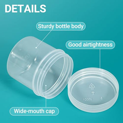 ASEVAT 1 oz Wide Mouth Lab Reagent Bottles, Laboratory Grade Chemical Container, Sealed Leak-proof Translucent PP Bottle, Pill Bottle, Water Sample Jars(6 Pcs) - size: 1 oz