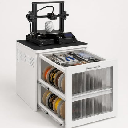 3D Printer Cabinet, Big Sturdy 3D Printer Stand Table with Filament Storage (CL-White) - color: CL-White