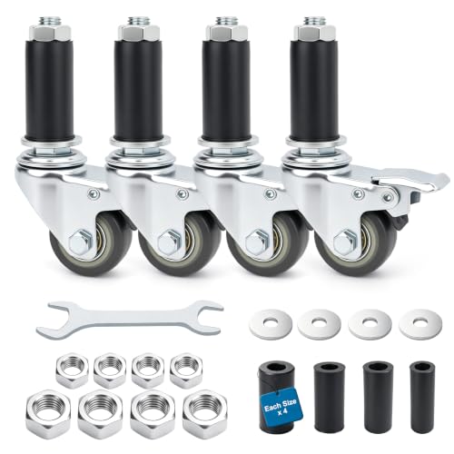 1.5 Inch Expanding Stem Casters with 4 Size Rubber Sleeves Set of 4 - size: 1.5Inch