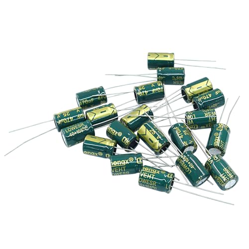 Hordion 20PCS 25V 470UF Electrolytic Capacitor, 0.31x0.47in High Frequency - style: 25V 470UF