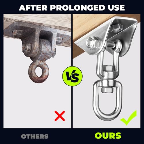 Heavy Duty Swing Hangers for Wooden Sets 2000 LB Capacity Hammock Hanger 360 Swivel Stainless Steel Swing Hardware Accessories 2 Packs for Porch Playground Yoga Heavy Bag - color: Black, size: 4 Packs