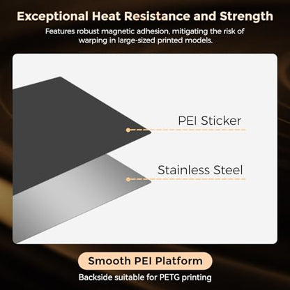 FLASHFORGE Adventurer 5M /Pro /AD5X Smooth PEI Platform, Tool-Free Model Removal, Automatic Separation After Cooling, Glue-Free Printing for PLA and TPU Filament - style: Smooth PEI Plate
