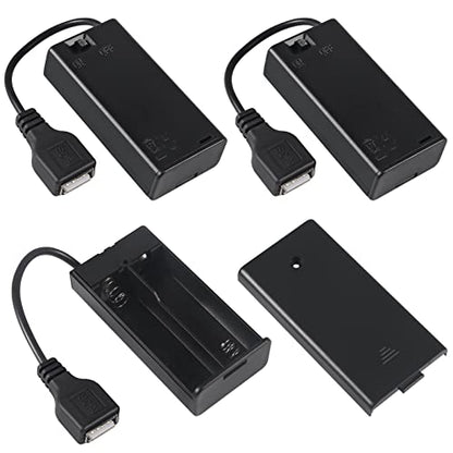 3pcs 2 AA Battery Holder USB Female Socket 2 AA Battery Case Box Holder with Cover and On/Off Switch - color: 2 AA Battery Holder with USB
