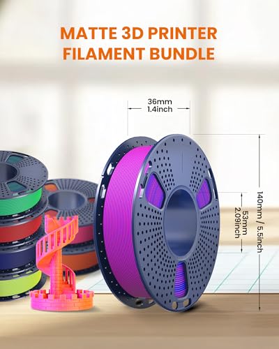 TECBEARS Matte PLA Dual Colors, 2kg Bundle, E2501, 0.25kg/Spool, 8 Packs - color: 0.25kg*8 Black, Blue-red, Yellow-red, Yellow-cyan, Purple-green, Black-blue, Black-red, Orange-red