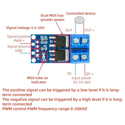 6Pcs MOSFET Switch Drive Module DC 5V-36V 15A (Max 30A) 400W