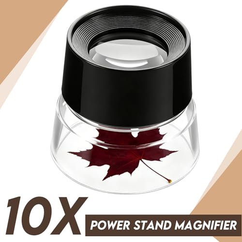 Ceenna 3 Pcs 10x Power Pre Focused Stand Magnifier, Hands Free Black Magnifying Loupes for Viewing Insects, Plants, Coins, Stamps, Maps, Fine Print and Nature Animal Observation