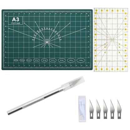 12x18in Self Healing Cutting Mat Kit with Ruler & Knife, for Sewing DIY