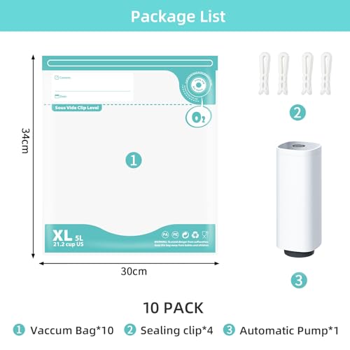 3D Printer Filament Storage Bags Vacuum Kit,10Pcs Bags with 1Automatic Pump - size: 30*34*10pcs
