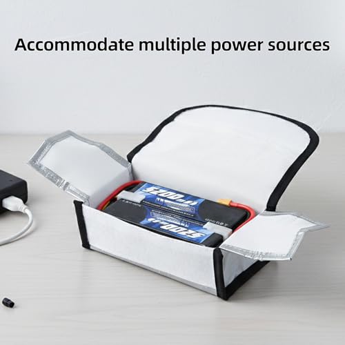 FYSETC Upgraded Spare Parts for FDM Printers: Fireproof Storage Bag for LiPoBattery and Other Power Adapter for P2S P1P P1S A1 X1C H2S H2D H2C 5M Pro AD5X Kobra3 Max Silver