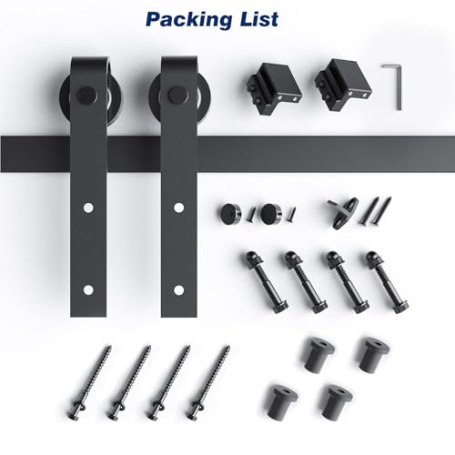 EaseLife 5.3 FT Sliding Barn Door Hardware Track Kit,Basic J Pulley,Slide Smoothly Quietly,Easy Install (5.3FT Track Kit for 30"~32" Wide Single Door) - size: 5.3FT