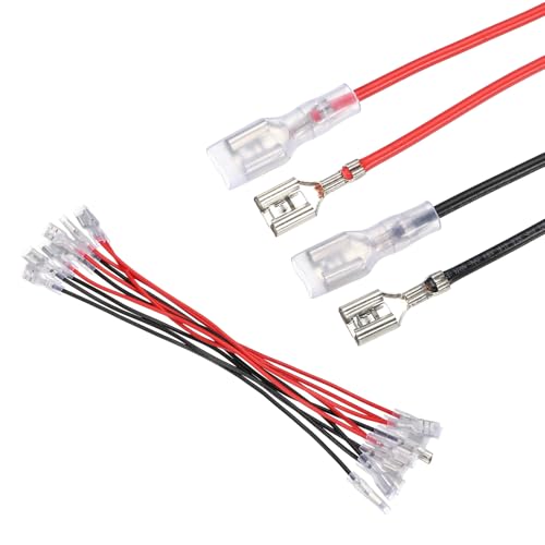 MECCANIXITY 10pcs Double Head Female Spade Crimp Terminal 2.8mm 20cm Wires - size: 2.8mm, 20cm L