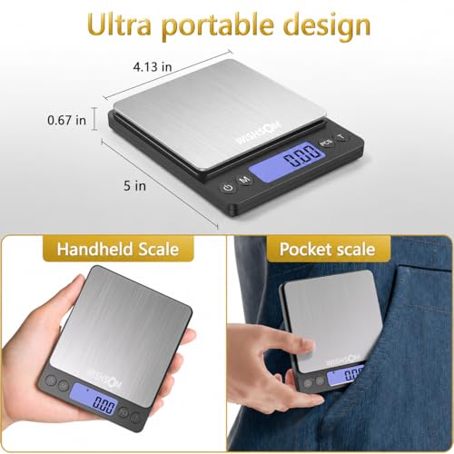 Jewelry Scale, 500g x 0.01g High Precision Digital Gram Scale, Portable Gold Scale for Jewelers, Pawn Shops & Gold Enthusiasts – Perfect for Gold, Silver, Diamond & Coin Weighing