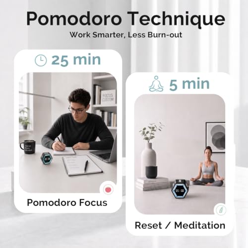 KADAMS Pomodoro Timer Cube, Visual Timer for Kids, Productivity Desk Timer - color: Black